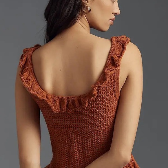 Pilcro Rust Knitted Ruffled tank - Picture 2 of 4